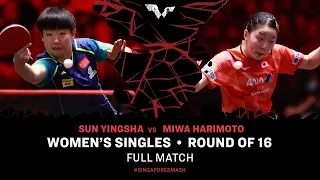 FULL MATCH | Miwa HARIMOTO vs SUN Yingsha | WS R16 | #SingaporeSmash 2024