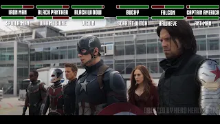 Team Iron Man vs. Team Cap Airport fightWITH HEALTHBARS (Part 3) HD | Captain America: Civil War