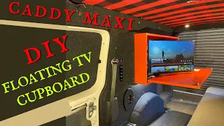 FLOATING TV CUPBOARD 👌 VAN BUILD- VW Caddy Maxi Micro Camper Conversion - Van Life Tour RV Vanlife