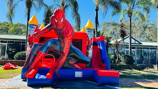 Let's Set Up the Spider-Man Jumping Castle Together!"