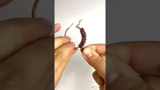 Wire Wrapped Beaded Hoop Earring ✨ #beading #beadwork #beadingtutorial #crafts #diy #diytutorial