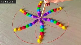 2 Simple Rangoli | Diwali Rangoli Designs | Navratri Rangoli designs | Rangoli colors | Ranu Art