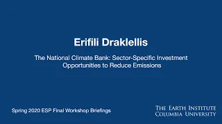 The National Climate Bank: Sector-Specific Investment Opportunities to Reduce Emissions