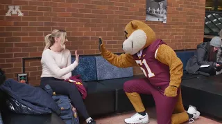 Goldy Gopher Hands Out New Football T-Shirts on Campus!