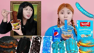 MUKBANG 직접 만든 블랙 블루 디저트 치킨 햄버거 먹방 & 레시피 Black Blue Dessert Chicken HONEY JELLY CANDY | HIU 하이유