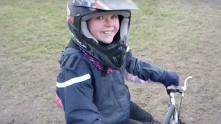 girl on a pocket dirtbike