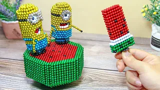 DIY How to Make Watermelon Popsicles From Magnetic Balls - Magnet Stop Motion Satisfying