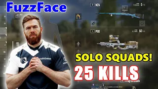 Team Liquid FuzzFace - 25 KILLS - P90 + M24 - SOLO SQUADS! - PUBG