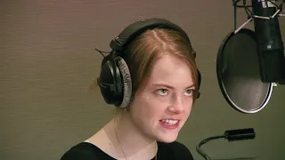 "Croods 2"  Emma Stone as "Eep" behind the scenes in studio