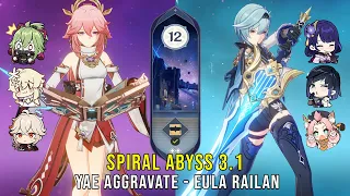 C0 Yae Aggravate and C0 Eula x Raiden x Yelan  - Genshin Impact Abyss 3.1 - Floor 12 9 Stars