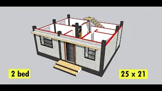 25 x 21 small house plan II 525 sqft ghar ka design II 2 bhk 3d floor plans