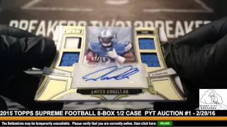 2015 TOPPS SUPREME FOOTBALL 8-BOX 1/2 CASE  PYT AUCTION #1 - 2/29/16