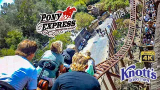 August 2022 Pony Express Roller Coaster On Ride 4K POV Knott's Berry Farm