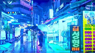 [4K]-Just Walk- 폭우가 쏟아져도 토요일에 홍대는 멈추지 않는다!!!물토?ㅋ-Just walking in Hongdae, where it's raining heavily