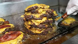 So good! TOP3 American style Cheeseburger(perfect crispy bacon! The Oklahoma Style)/KoreanStreetFood