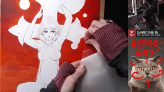 Twitch Replay: Vampirella 50th Anniversary Cover Coloring - Part 1