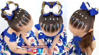 Penteado Infantil Fácil com Coque ou Rabo de Cavalo | Easy Bun Hairstyle with Rubber Band for Girls