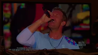 Coldplay performing Something Just Like This at One Love Manchester