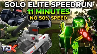 TDX Solo Elite Speedrun in 11 Minutes (No 50% Speed Boost) - Tower Defense X Roblox