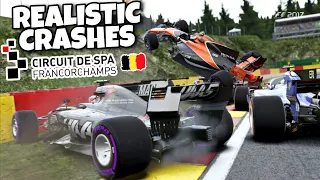 REALISTIC F1 CRASHES SPA FRANCORCHAMPS!