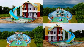 Amazing Top 2! Build Mud Victorian House & Mud Villa With Swimming Pool, GYM And Modern Water Slide