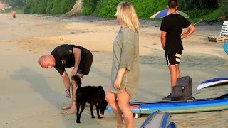 Milly surfing and SUP surfing at the EYS surf camp, Sri Lanka 2018