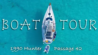BOAT TOUR - Check out our Floating Home! - 1990 Hunter Passage 42 - Ep 34