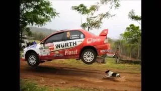 Bolivian Rally Car Jumps a Lucky Dog