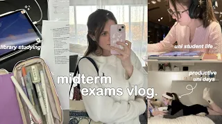 Midterm Exam Week Vlog 🎧 productive uni days, library studying, late nights & pre-med life ｡*ﾟ