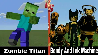 Zombie Titan vs. Bendy and the Ink Machine | Minecraft (INTENSE BATTLE!)