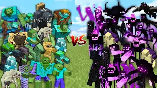 ALL ZOMBIES vs ALL ENDERMEN in Minecraft Mob Battle