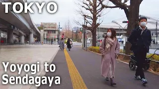 [Tokyo Walk] Yoyogi to Sendagaya. Scenery under the railway tracks (Jan.2022)