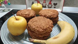 Яблучно-бананове вівсяне печиво з мигдалем! / Apple Banana Oatmeal Cookies with Almonds!