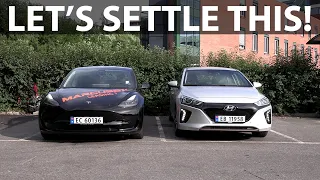 Efficiency battle between Ioniq 28 kWh and MIC Model 3 SR+ (LFP)