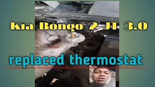 Kia Bongo2 Frontier 3.0 JT engine install coolant thermostat and draining water and refill coolant