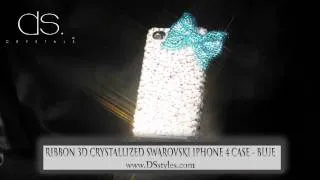 Ribbon 3D Crystallized Swarovski Phone 4 Case - Blue from dsstyles.com