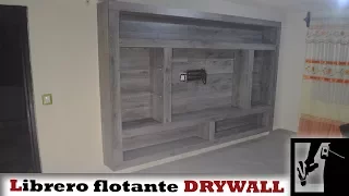 Librero flotante con panel de yeso y piso laminado || Drywall