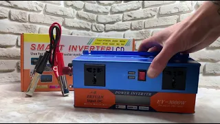 Преобразователь напряжения с 12V/24V в 220V 3000W (LCD дисплей, 2 розетки, 2 USB)