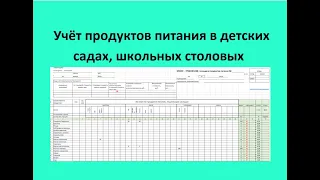 Учет продуктов питания в детских садах, школьных столовых, меню, накопительные  ведомости