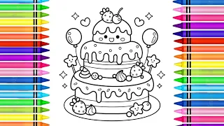 Coloring  in cute cake🎂,cake coloring 🧁🎨coloring and painting for  kids and toddlers🎨🖍🎨