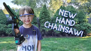 KIDS AND POWER TOOLS | Check out our New Mini Chainsaw! Chainsaws for Kids