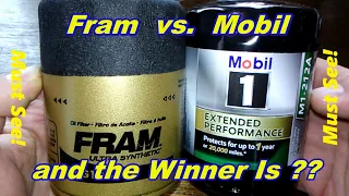Fram Ultra XG10575 Oil Filter Cut Open vs. Mobil1 M1-212A Oil Filter Cut Open Comparison