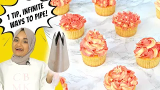 CUPCAKE PIPING TECHNIQUES using a 1M piping tip!