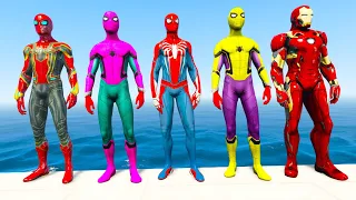 GTA 5 Water Ragdolls Rainbow Spiderman vs Iron Spiderman Jumps/Fails (Euphoria Physics) Ep 10