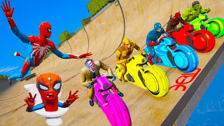 New Challenge with Supergirl and Superheroes Parkour on Sportbike near Skibidi Spiderman Toilet GTA5