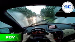 BMW X3 E83 M54B30 231PS 170Kw POV Test Drive Starts in the Rain on ROAD