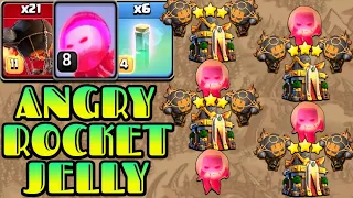 Powerful Angry Jelly Attack With Rocket Balloon & Invisibility Spell!! Best Th16 Attack Strategy COC