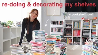 re-organize & decorate my bookshelves with me! 📖⛄️ (bookshelf tour) | bookmas day 3