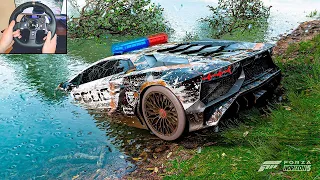 Rebuilding Abounded Police Lamborghini Aventador SV | Forza Horizon 5 | Steering Wheel Gameplay