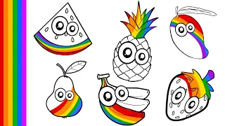 Learn FRUITS, Painting and Colouring for Kids & Toddlers #mango  #banana #strawberry #grape #abc